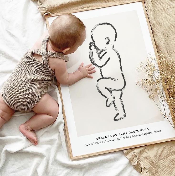 Fødselsplakat baby poster